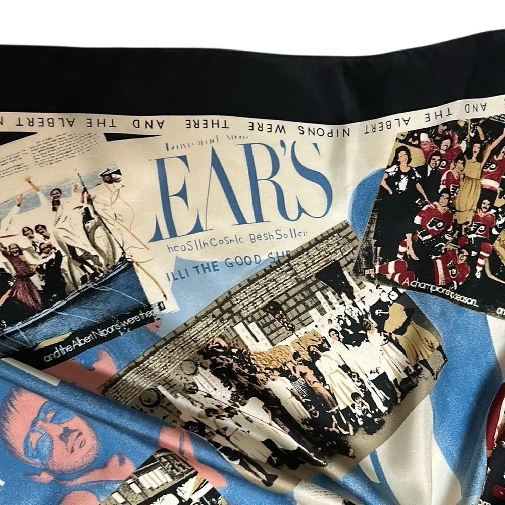 Vintage Albert Nipon Silk Scarf “We Were There” 34x34” made in Japan
